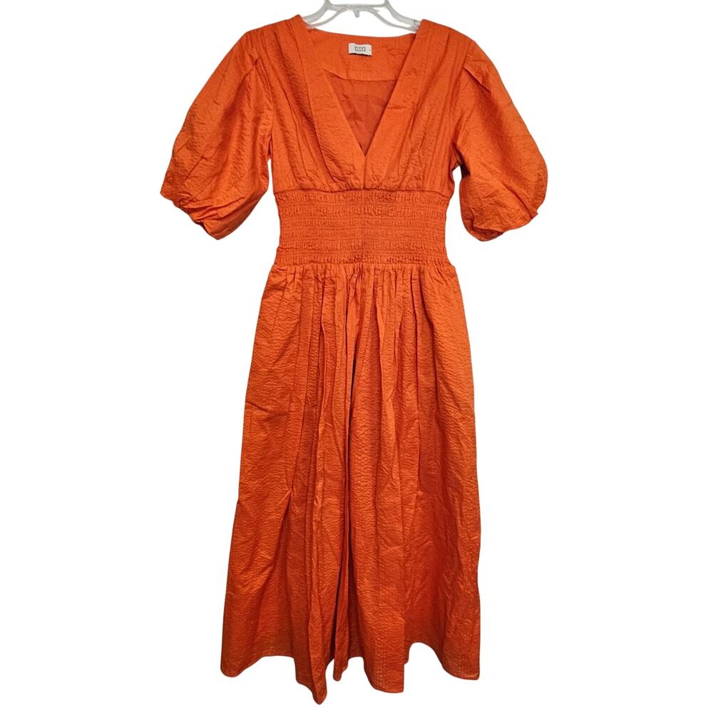 AYR "The Extra Extra" Womens Vibrant Orange Midi Dress-Size Small